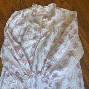 Vintage Dead-stock Cotton Floral Ruffled Nightgown Pink Roses